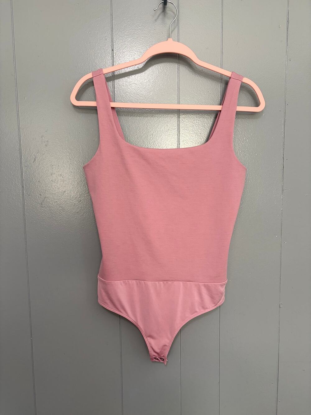 Express Dusty Pink Textured Body Contour Square Neck Tank Classic Bodysuit M